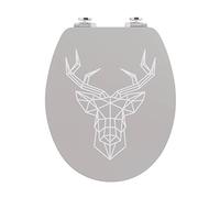 Wirquin 20721956 Abattant WC Diplomat Cerf | MDF 100 % FSC, frein de chute, charnières inox, forme U
