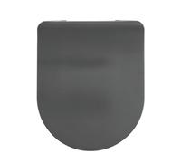 Wirquin 20722690 Abattant WC Amiral gris en thermodur avec frein de chute, top fix, déclipsable et charnières en inox, forme en D
