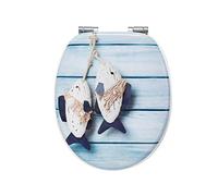 Wirquin 20722705 Abattant WC Woody Fish | MDF 100 % FSC, frein de chute, charnières inox
