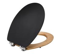 Wirquin 20722853 Abattant WC Diplomat Bambou noir en MDF avec frein de chute et charnières en inox, forme en U