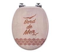 Wirquin 20722976 Abattant WC Woody Bord de mer en MDF, 100,% FSC avec frein de chute et charnières en inox