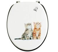 Wirquin 20723912 Abattant WC Woody Chatons Blanc | MDF, 100 % FSC, charnières inox, forme U