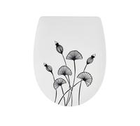Wirquin 20724240 Abattant WC Marbella Floral noir thermoplastique avec frein de chute, déclipsable, forme U