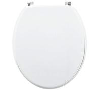 Wirquin 21230004 Abattant WC Woody en MDF blanc brillant avec charnières en inox, forme U