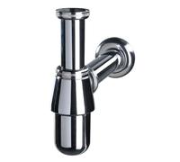 Wirquin 30719890 Siphon de lavabo en laiton Ø32 avec sortie murale et réglable en hauteur, chromé