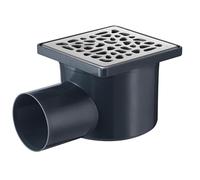 Wirquin 30720725 Siphon de sol de douche à l'italienne 10x10 cm avec sortie horizontale et grille inox design galets, chromé