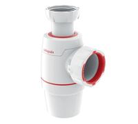 Wirquin 30722144 Siphon lavabo Ø40 Néo blanc, entrée 1"1/4 (32 mm), sortie 40 mm, réglable, compact, zéro fuite