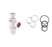 Wirquin 30722158 Siphon de lavabo Neo Air D32, Blanc & 39370003 Assortiment de Joint de Siphon, Blanc et Noir