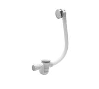 Wirquin 30723098 Ensemble complet vidage de baignoire L700 mm avec siphon haut débit et clapet recouvrant métal, blanc et chromé