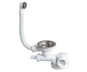 Wirquin 30723112 Kit Bonde Siphon Évier Espace 1 Bac Ø90 mm Manuel | Gain de place, anti-odeurs, installation facile, accessible si bouchage, commande manuelle, fabriqué en France, chromé