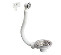 Wirquin Bonde d'évier D90 mm à panier avec trop-plein inox 1 bac