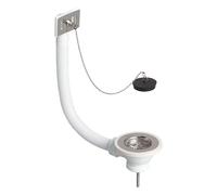 Wirquin Bonde pour évier 30723126 – 1 bac Ø60 mm, bouchon et trop-plein extérieur, blanc