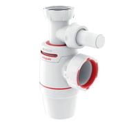 Wirquin 30723195 Siphon Évier Néo Air Ø40 mm sans Prise Machine à Laver | Étanche, zéro bruit, anti-odeurs, anti-vide intégré, installation facile, gain de place, fabriqué en France, blanc et rouge