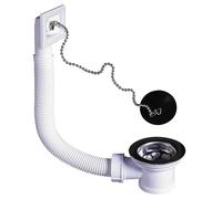 Wirquin 30723222 Bonde pour évier de cuisine 1 bac Ø50 mm avec bouchon et trop-plein extérieur, blanc