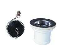 Wirquin Bonde pour évier de cuisine 30723223 1 bac Ø50 mm avec bouchon sans trop-plein blanc