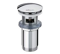Wirquin 30723390 Bonde de lavabo design en laiton Quick Clac avec trop plein et corps de bonde long, chromé