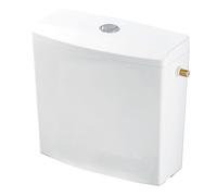 Wirquin 50717359 Réservoir d'eau pour wc Reviso bas en plastique avec kit de chasse d'eau complet économie d'eau, blanc