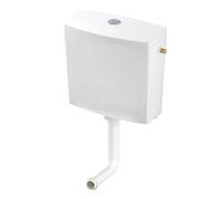Wirquin 50717360 Réservoir d'eau pour wc Reviso semi-bas apparent en plastique avec kit de chasse d'eau complet économie d'eau, blanc