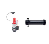 Wirquin 50719184 Mécanisme de chasse d'eau à câble pour WC suspendu, rouge et blanc & 50719183 Manchette ronde d'alimentation pour WC suspendu, noir