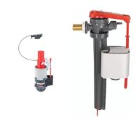 Wirquin 50719184 Mécanisme de chasse d'eau pour WC suspendu, rouge et blanc & 10723581 Chasse d'eau robinet flotteur à alimentation latérale embout laiton Jollyfill, gris