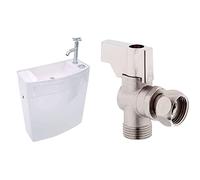 Wirquin 50720090 Réservoir Iseo combiné lave-mains intégré au réservoir, blanc & 19529004 Robinet d'arrêt équerre 14 tour en laiton R29, chromé