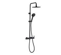 Wirquin 60722892 Colonne de douche avec mitigeur mécanique Black Roma Touch 5 jets PVC noir mat, inverseur céramique, hauteur réglable, fonction soft, anti-calcaire, ACS