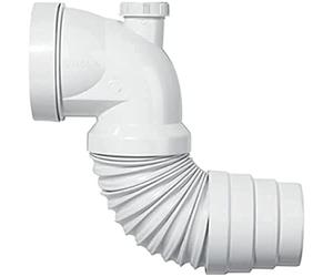 Wirquin 70718814 Pipe WC Extensible L.230 - 330 mm à Coller avec Piquage | Raccord wc coudé, corps en polypropylène, embout en ABS, adapté à toutes les configurations, écoulement+, blanc