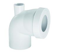 Wirquin 71020201 Pipe wc rigide coudée, mâle, courte, à coller, avec piquage, blanc