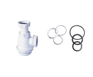 Wirquin lot de 2 : 1 siphon lavabo Ø32 mm à culot court + 1 kit de joints multiples siphon Ø32, Ø36, Ø40 mm