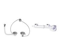 Wirquin lot de 2 pour évier 2 bacs : 1 bonde ø90 mm avec trop-plein et commande à câble + 1 siphon gain de place Espace avec tubulure de raccordement
