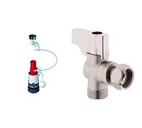 Wirquin MWS00 Mécanisme WC double chasse à câble MW, rouge et blanc & 19529004 Robinet d'arrêt équerre 14 tour en laiton R29, chromé