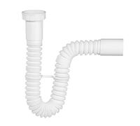Wirquin SP1101 Siphon d'évier extensible ⌀40 mm, blanc | Corps extensible, sortie ABS, installations à coller, installations à emboîter, blanc