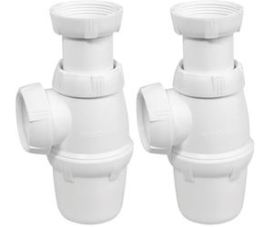 Wirquin SP3213 Siphon d'évier classique ⌀40 mm réglable en hauteur, blanc (Lot de 2)