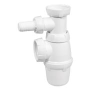 Wirquin SP3223 Siphon d'évier classique ⌀40 mm réglable en hauteur avec prise machine à laver, blanc