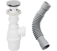 Wirquin SP50099 Vidage pour lavabo avec trop-Plein intégré, bonde clapet Quick-clac, Blanc & 79009005 Raccord Universel magicoude D32 à Coller, Gris