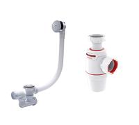 Wirquin SP5603 Ensemble compet vidage de baignoire L700, Blanc & 30722158 Siphon de lavabo Neo Air D32, Blanc