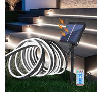 Wisada 12V Neon Ruban Led Solaire Extérieur 3m,SMD 2835 120 Leds/m Bande lumineux néon with Remote,8 Modes,Cuttable,Énergie solaire flexible IP67 Etanche Silicone Néon Light Strip