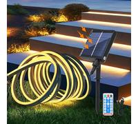 Wisada 12V Neon Ruban Led Solaire Extérieur 5m,SMD 2835 120 Leds/m Bande lumineux néon with Remote,8 Modes,Cuttable,Énergie solaire flexible IP67 Etanche Silicone Néon Light Strip