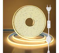 Wisada 220V COB Ruban à LED avec interrupteur, 288LEDs/m Bande LED Lumineuse COB,Flexible IP65 Waterproof Découpable LED Strip Lights pour Maison,Chambre,Cuisine, Armoire,Placard