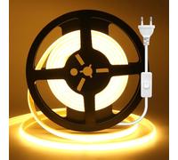 Wisada Bande Lumineuse LED COB, 240 LEDs/mètre, Néon Flex Découpable 220V avec Interrupteur, Ruban LED Éclairage Intérieur Extérieur (Blanc chaud (3000-3500K), 3M)