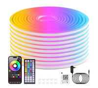 Wisada Bande lumineuse LED néon couleur RVB avec synchronisation musicale et changement de couleur pour la décoration de la salle de fête à domicile (15M)