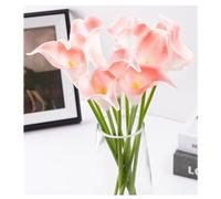 Wisafory Lot de 10 fleurs artificielles artificielles en latex réaliste - Lys calla - Bouquet de mariée - Arum artificiel - Toucher réel - Décoration pour mariage, salon, bureau, hôtel, cuisine - Rose