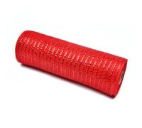 Wisafory Ruban en maille de Noël - 26 m x 26 cm - Ruban décoratif en métal - Pour bricolage, bricolage, sapin de Noël, décoration de la maison - Rouge