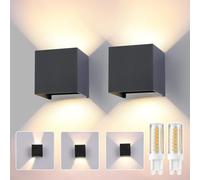 wisdom line Applique Murale 2 Pièces, LED G9 3000K 12W, IP65 Étanche, Angle Réglable 0-120°, Anthracite pour Intérieur/Extérieur Jardin Salon Chambre