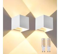 wisdom line Applique Murale 2 Pièces, LED G9 3000K 12W, IP65 Étanche, Angle Réglable 0-120°, Blanc pour Intérieur/Extérieur Jardin Salon Chambre