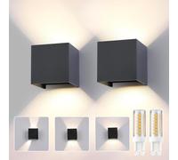 wisdom line Applique Murale 2 Pièces, LED G9 4000K 12W, IP65 Étanche, Angle Réglable 0-120°, Anthracite pour Intérieur/Extérieur Jardin Salon Chambre