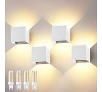 wisdom line Applique Murale 4 Pièces, LED G9 3000K 12W, IP65 Étanche, Angle Réglable 0-120°, Blanc pour Intérieur/Extérieur Jardin Salon Chambre