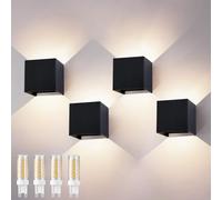 wisdom line Applique Murale 4 Pièces, LED G9 4000K 12W, IP65 Étanche, Angle Réglable 0-120°, Noir pour Intérieur/Extérieur Jardin Salon Chambre
