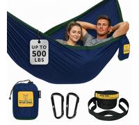 Wise Owl Outfitters Hamac par Les - Hamacs Simples Et Doubles De Camping - Meilleur Équipement pour L'Extérieur Pédestre Et Voyage - Nylon De Et Léger DoubleOwl DO Bleu Marine & Vert Foret