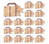 Wisebom Lot de 50 Mini Boîtes à Bonbons en Papier Kraft, 8.3 * 5.5 * 3cm Mini Boîte de Valise Vintage Coffret Cadeau de Faveurs de Mariage avec Étiquettes Ficelle en Jute pour Baby Shower Mariage